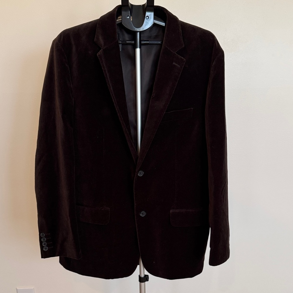 Alfani Men's Dark Brown Velvet Blazer - Classic Single-Breasted Jacket Size L